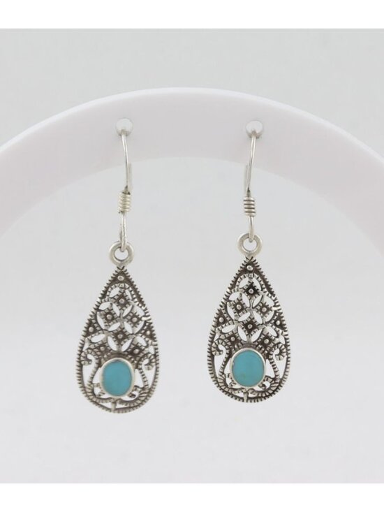 Unbranded Jewelry - Sterling Silver Turquoise Earrings Dangle Drop 1 3/8" x 3/8"